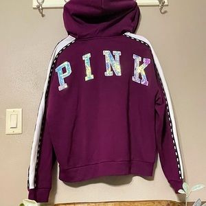 Maroon/Burgundy VS Pink Bling Hoodie - Discounted Ship.